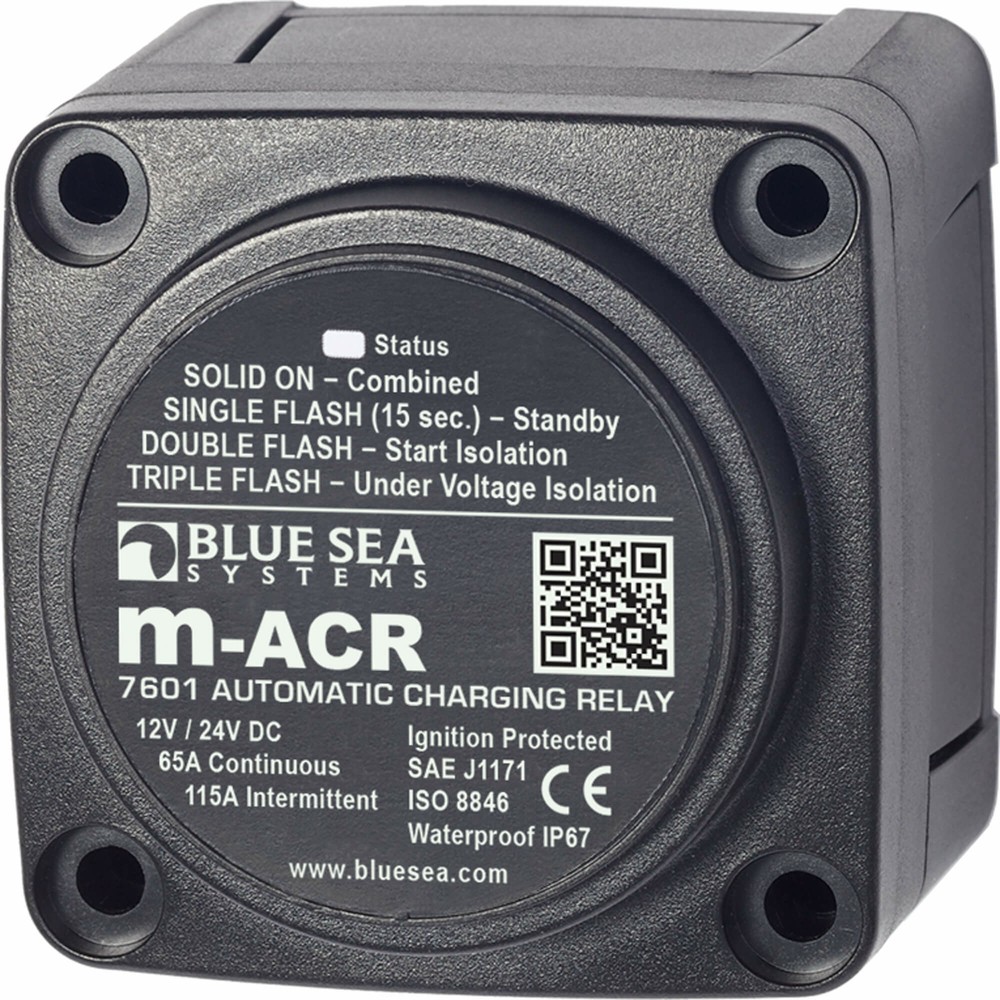 Blue Sea Systems 7601 m-Series Automatic Charging Relay 12/24 Volt DC 65 Amp