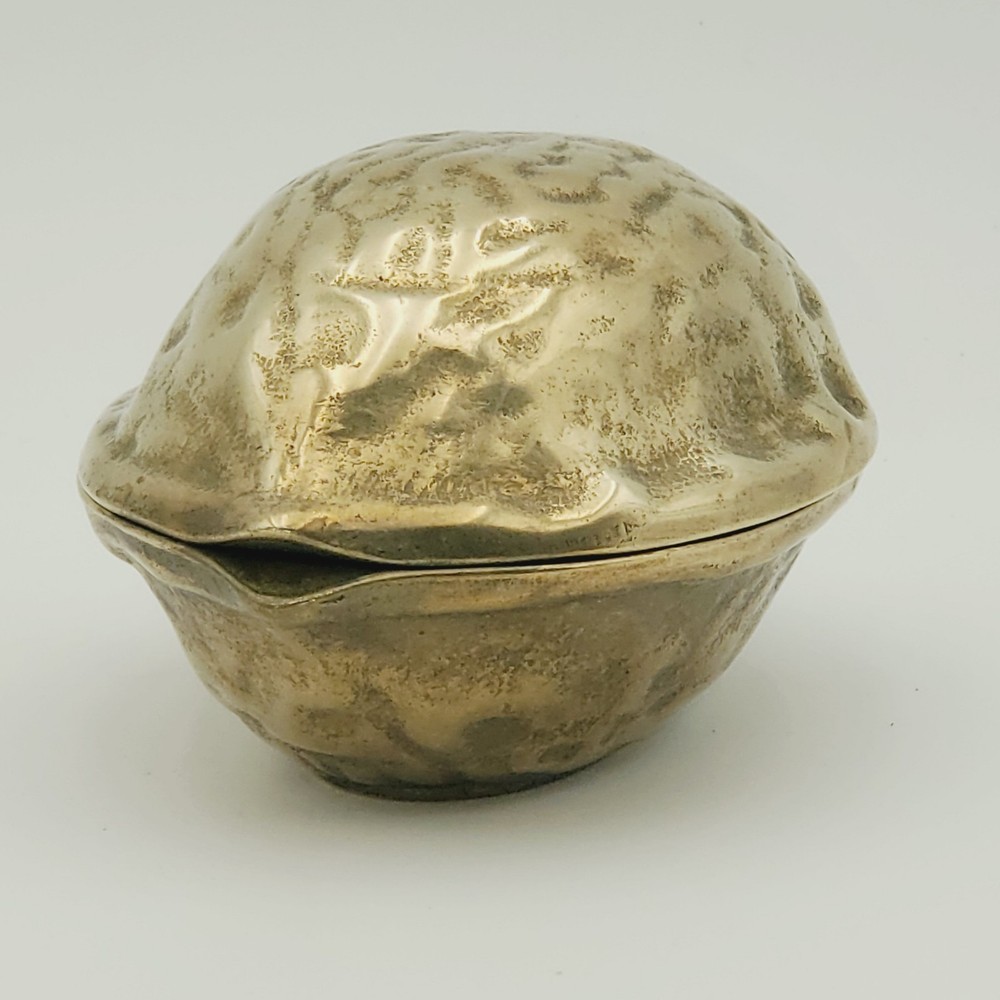 Vintage Heavy Brass Nutcracker Walnut Shaped Box Nut Cracker 1950’s