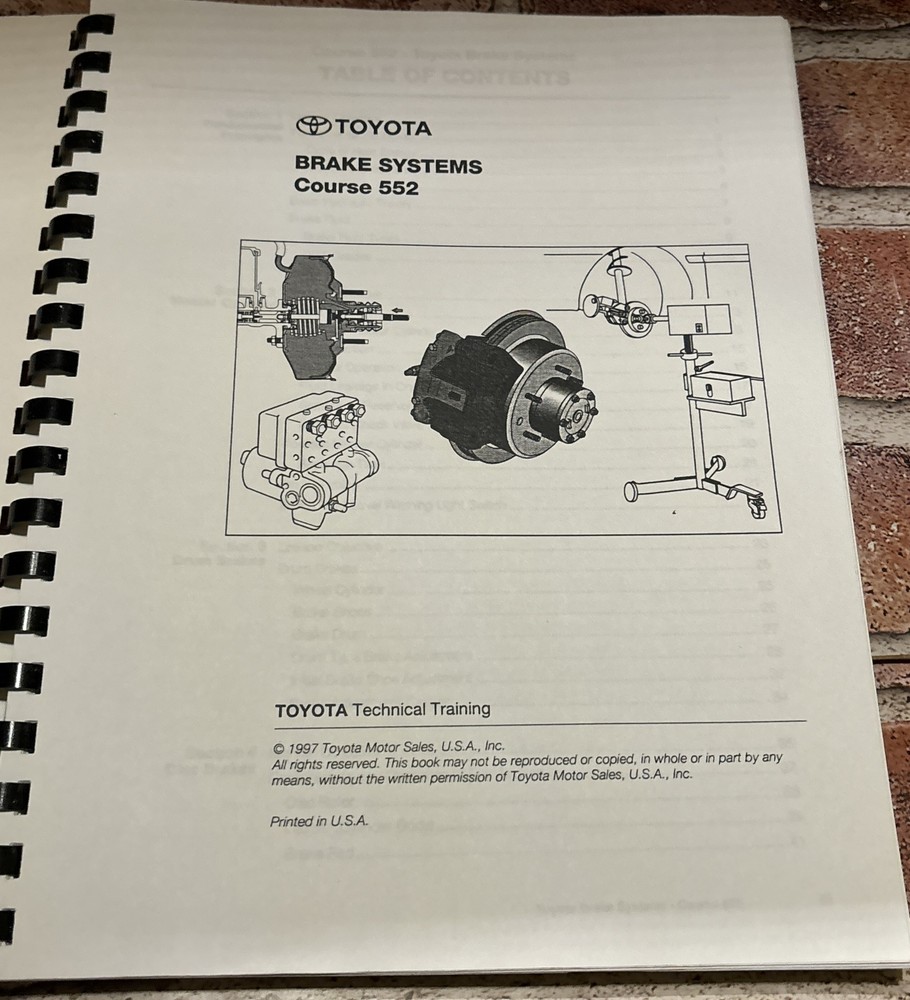 1997 Toyota Technician Handbook course 552 Brake Systems Technical Training