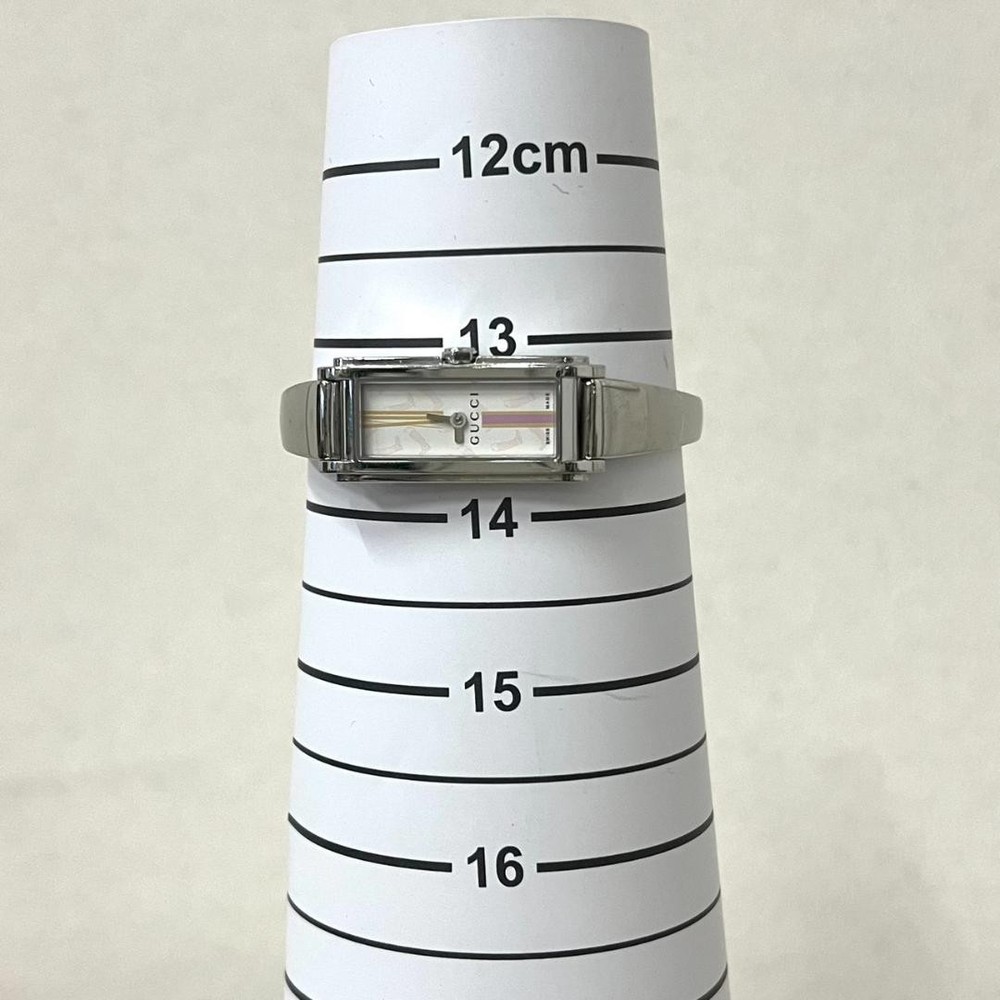 Gucci 109 Watch Bangle Timepiece Striped Boots Pattern Silver Stainless