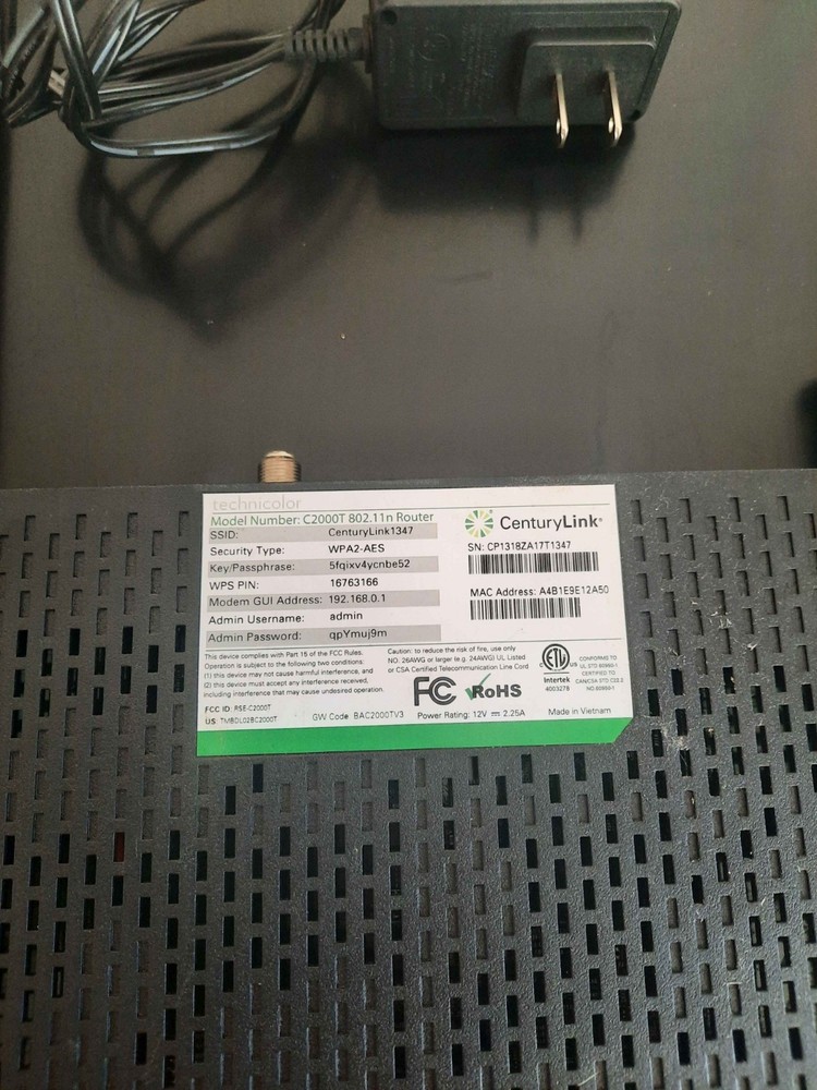 Technicolor Router, C2000T, POWERS ON