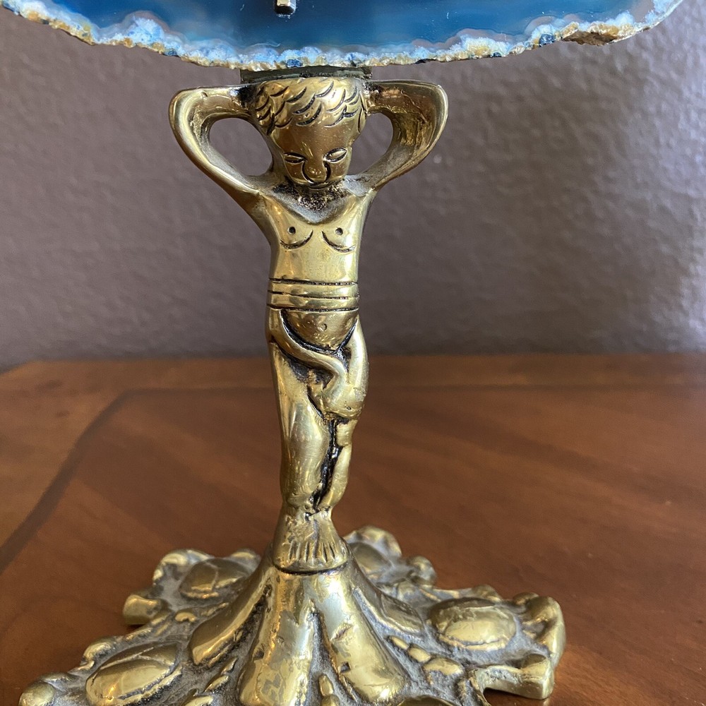 Blue Agate Stone Table Clock |
