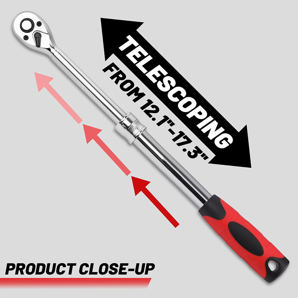 1/2" DR Drive Telescopic Extendable Long Handle Ratchet Socket Wrench 12-18"