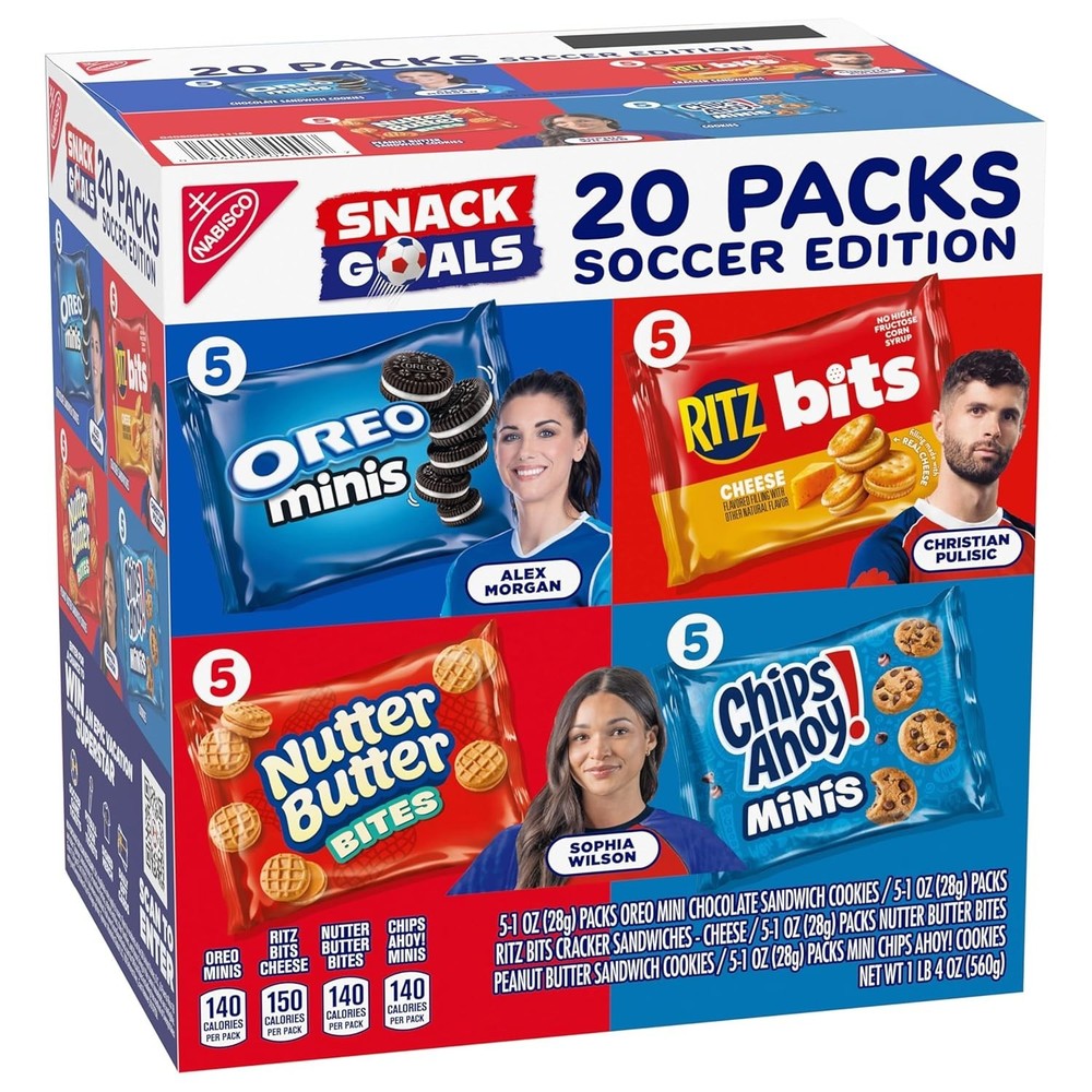 20 Pack Assorted Snacks: OREO Mini, CHIPS AHOY! & RITZ for Lunch Boxes & Parties