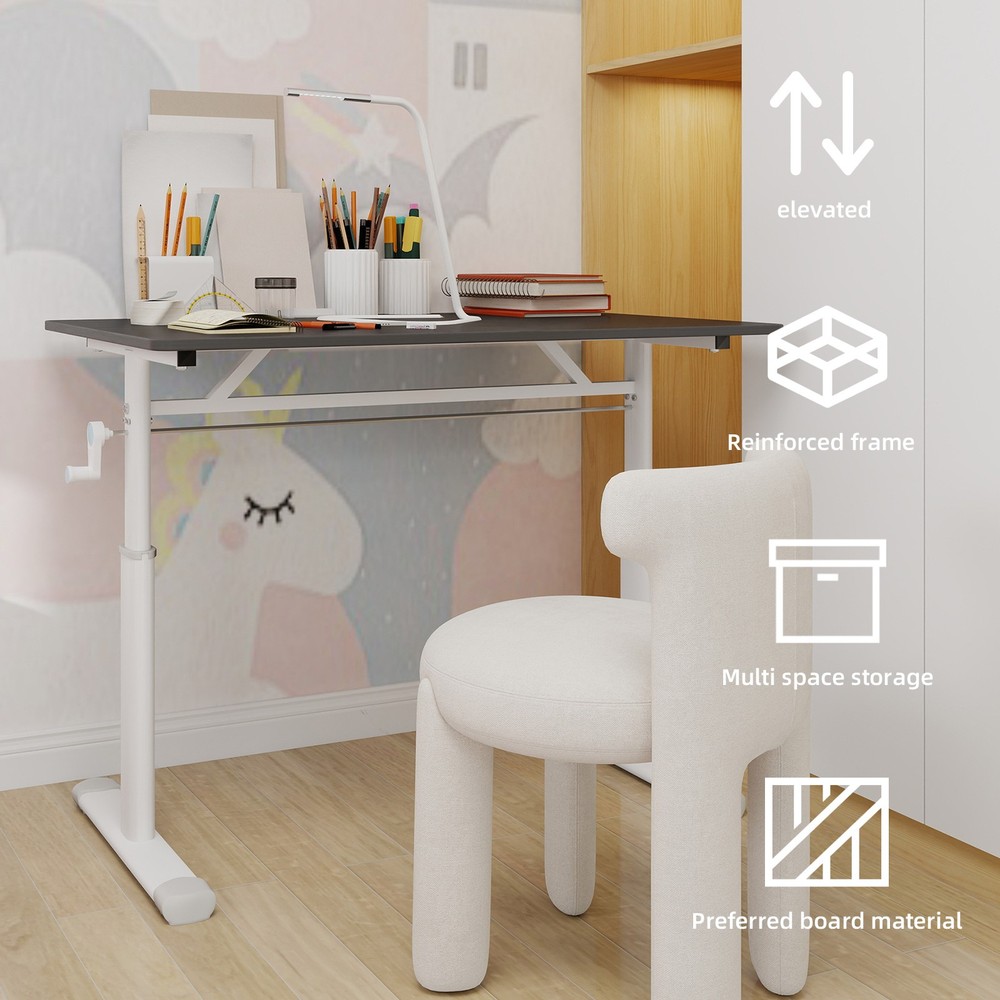 Grey Adjustable Study Home/Office Desk Height-Adjustable Multi-Purpose for Kid