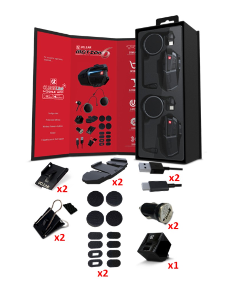 U-Clear Motion 6 Helmet Bluetooth Communication System Dual Pack (180509)