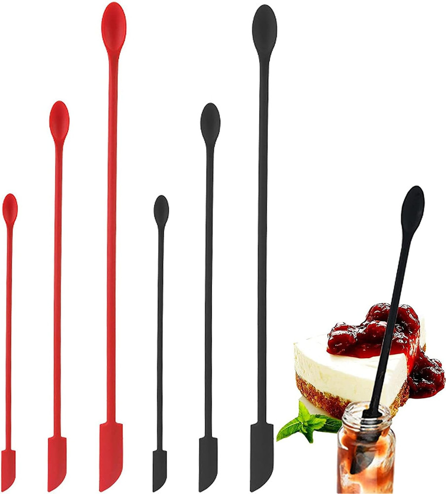 Mini Silicone Spatula, 6 PCS Jar Spatula, Reusable Double-Ended Tiny Silicone Sp