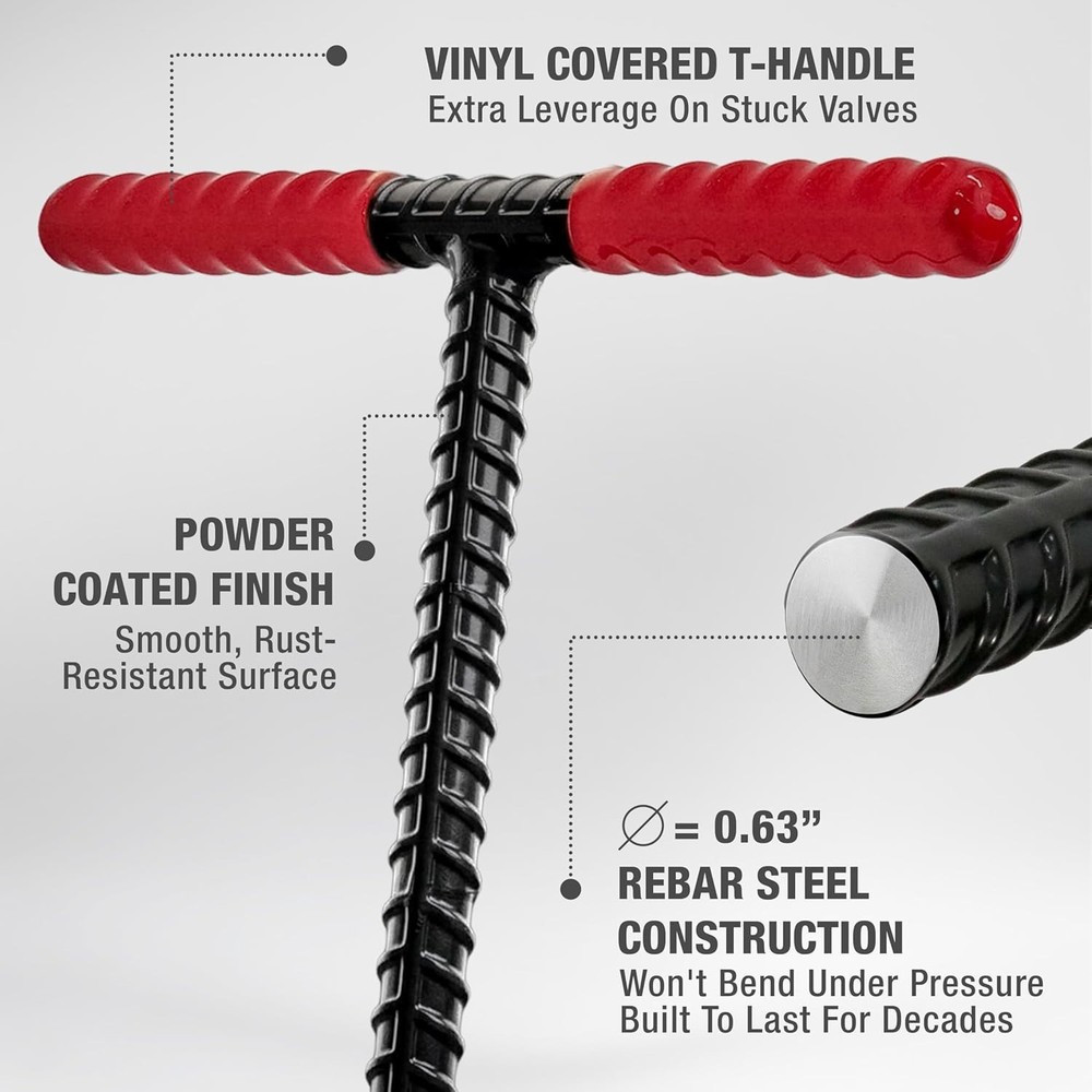 36" Water Meter Key - Steel T Handle