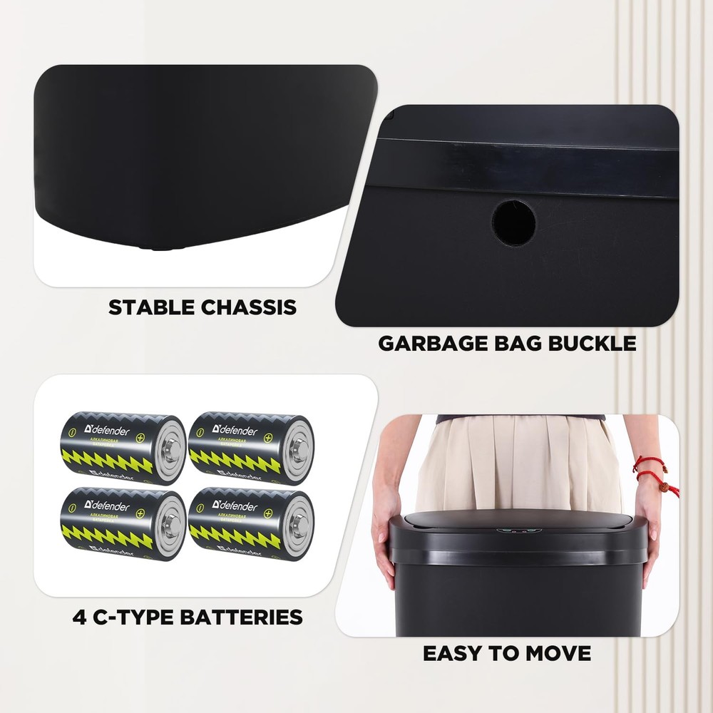 13 Gallon Trash Can Kitchen Trash Can Automatic Garbage Can with Lid Touch Free