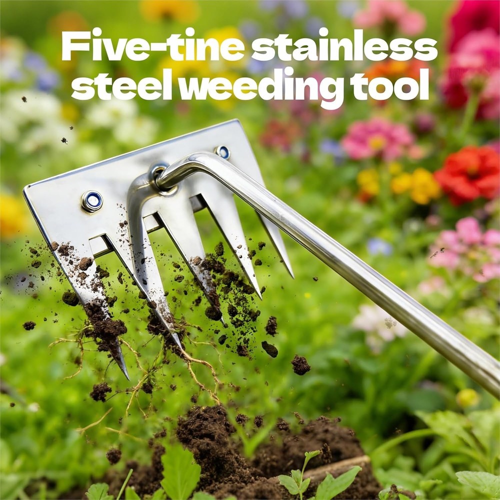 Weed Puller Tool, 2026 Portable Manual Weeding Tools Gardening, 5 Teeth Head ...