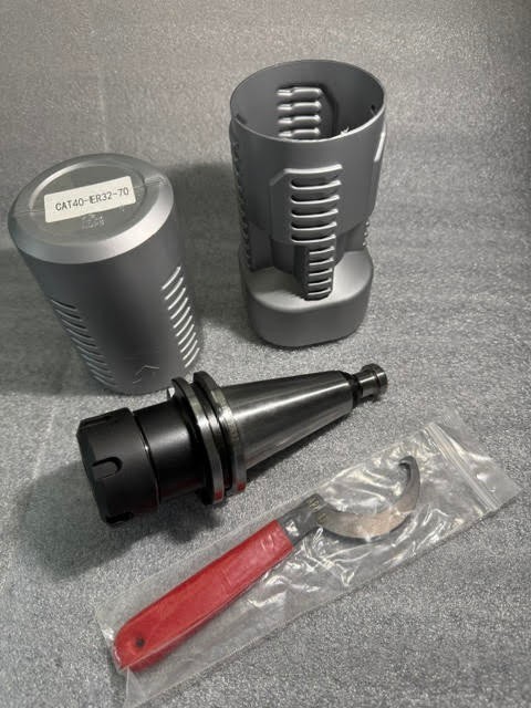 CAT40-ER32-70  End Mill Tool Holder - thru coolant pull stud - wrench