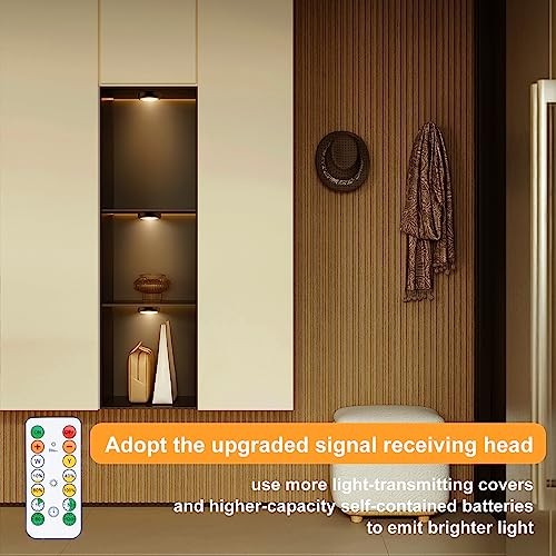 Puck Lights with Remote Control, Wireless LED Puck Light for WARM-BLACK 4 PACK