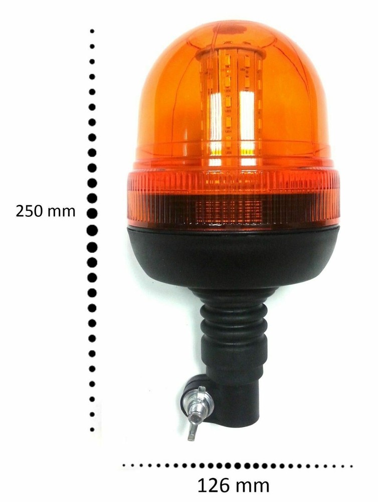 2X Led Rotating Amber Beacon Flexible Din Pole Thread Mount Warning Lights #A