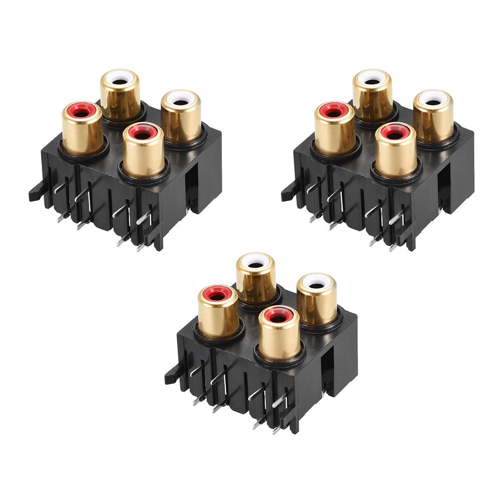 3 x Concentric Outlet 4 RCA Female Jack 8-Pin Connector Socket Panel Mount