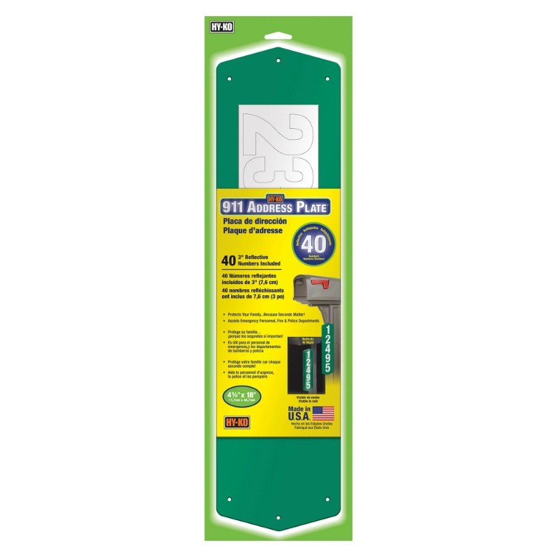 Hy-Ko 911 Reflective Address Plaque Set, 6" x 18'" Reflective Vinyl