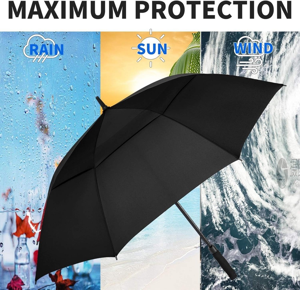68 Inch Windproof Golf Umbrella - Double Canopy Automatic Open & Waterproof