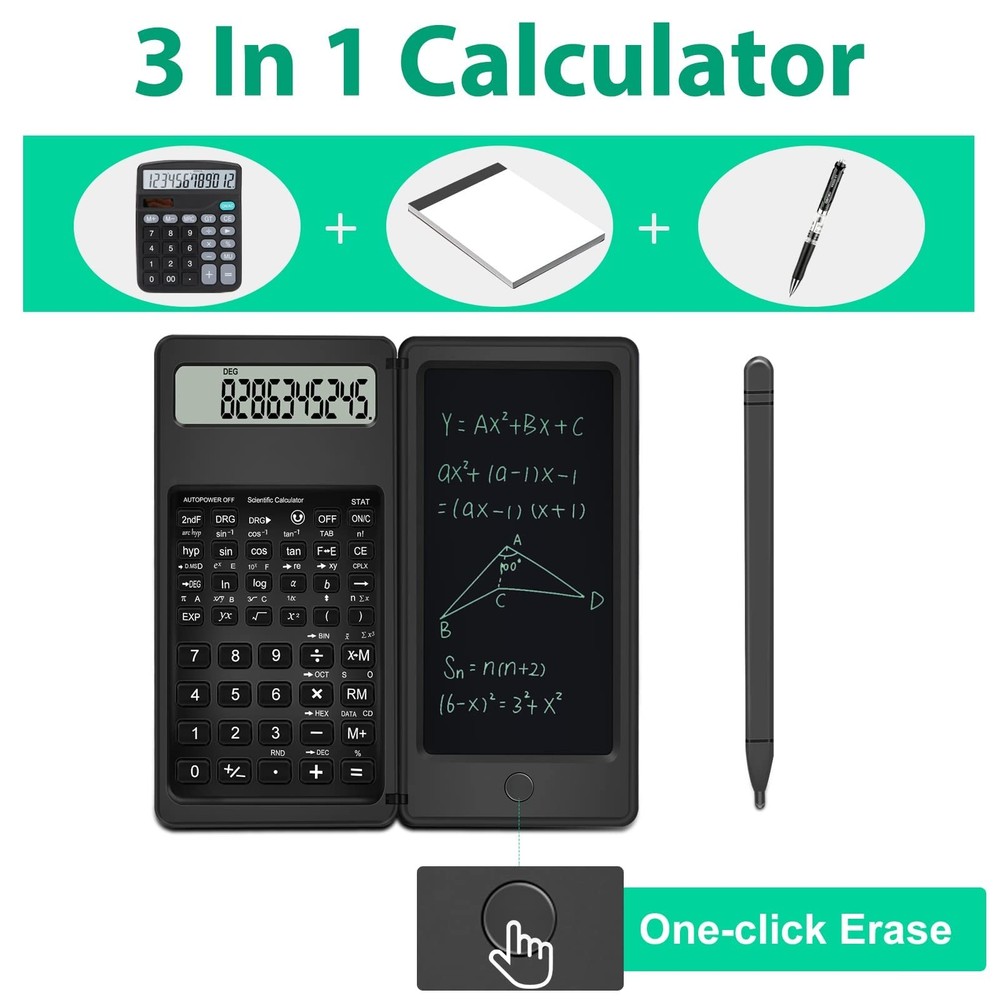 Scientific Calculator with Notepad, 10 Digits LCD Display Foldable Scientific...