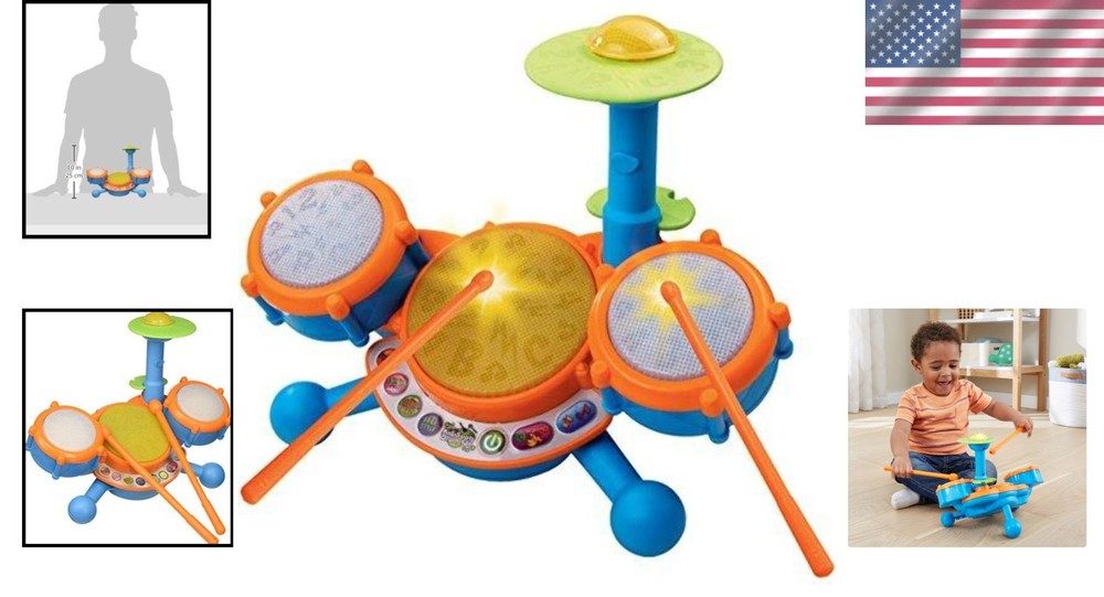 Interactive KidiBeats Drum Set for Toddlers - 4 Play Modes, Includes Sticks