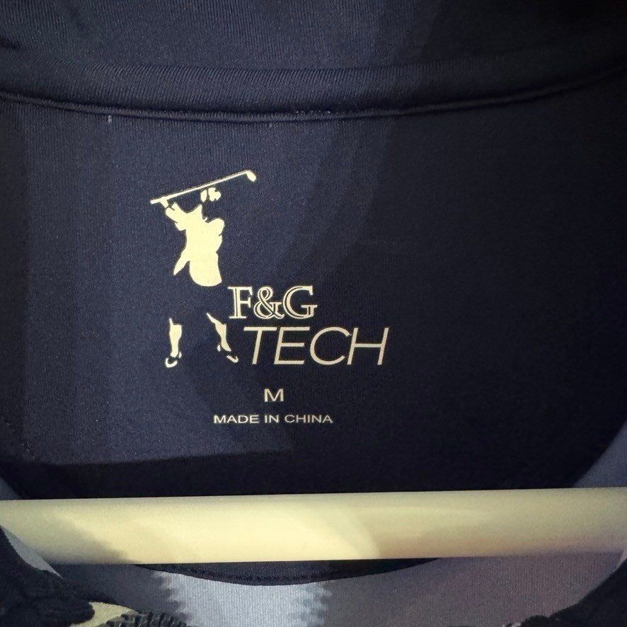 F&G Tech Mens Golf Vest Light Blue Quarter Zip Performance Pullover Medium