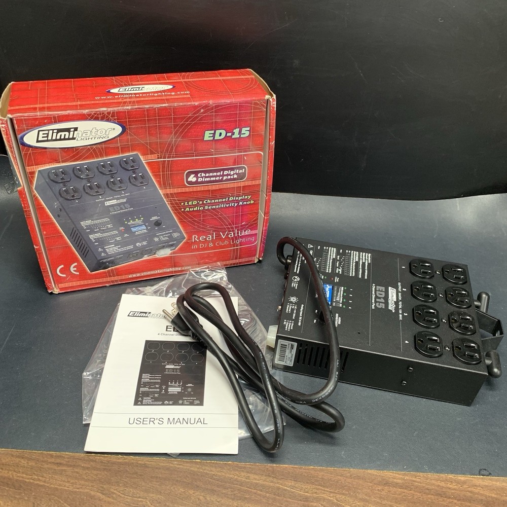 Eliminator Lighting ED-15 4-Channel DMX Lighting Dimmer, 16 Built Programmed