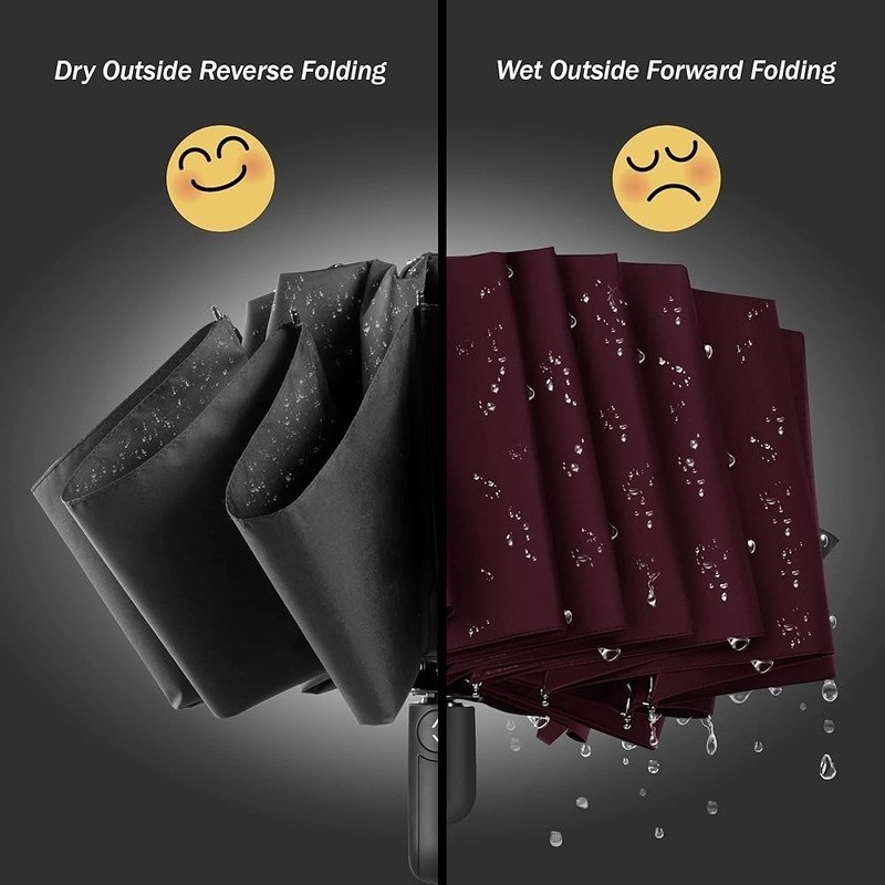 Compact Reverse Folding Umbrella Wind Resistant Automatic Travel Umbrella New