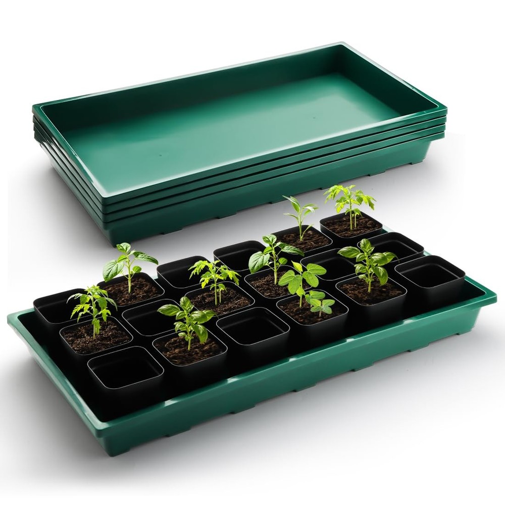 1020 Nursery Pots Trays 5 Pack, Plastic Flat Seed Starter Trays, Durable Seed...