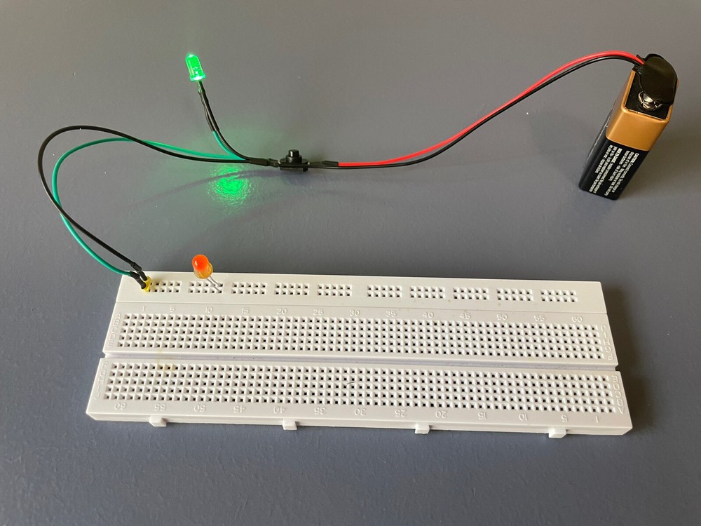 9 Volt Battery Snap Connector with On/Off Push-Button Switch & LED