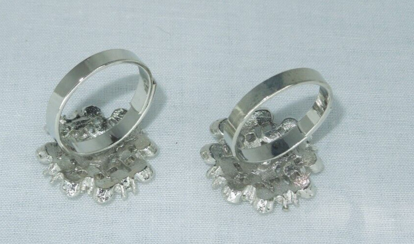2 Ring Blanks Settings Cabochon Adjustable silver Plated Brass NEW 85V