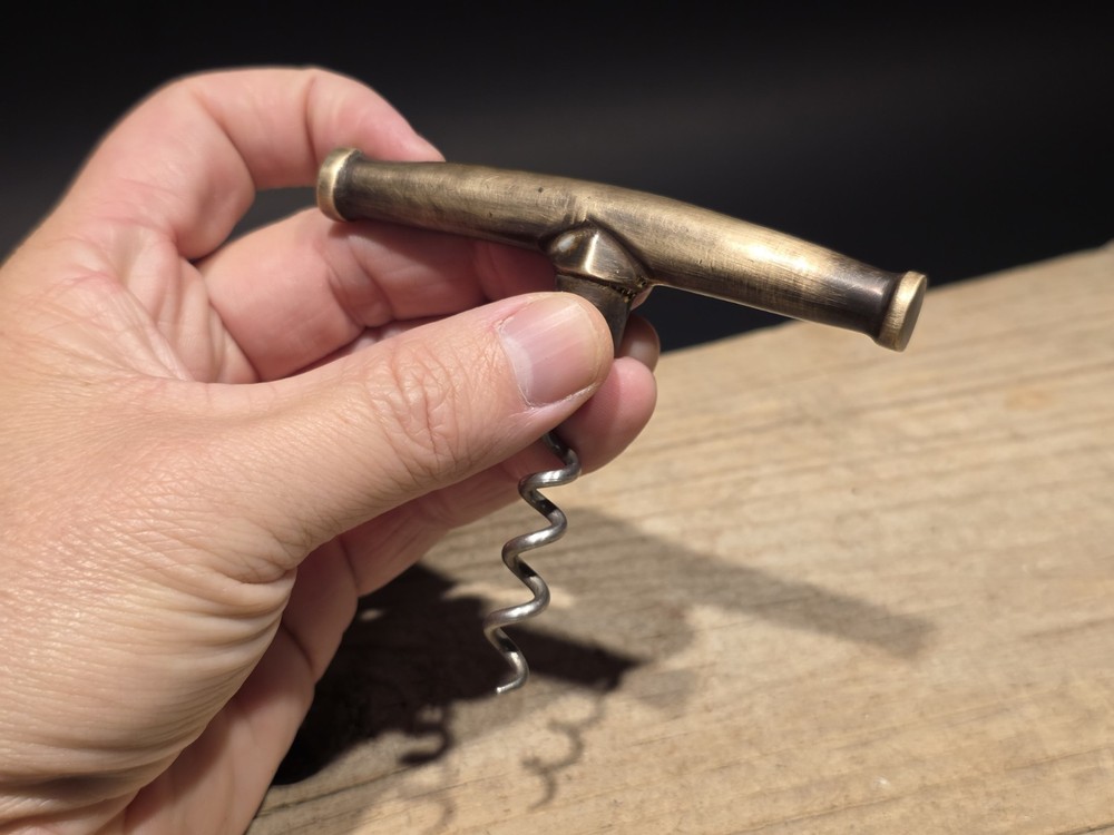 Vintage Style Brass & Iron Corkscrew Engraved