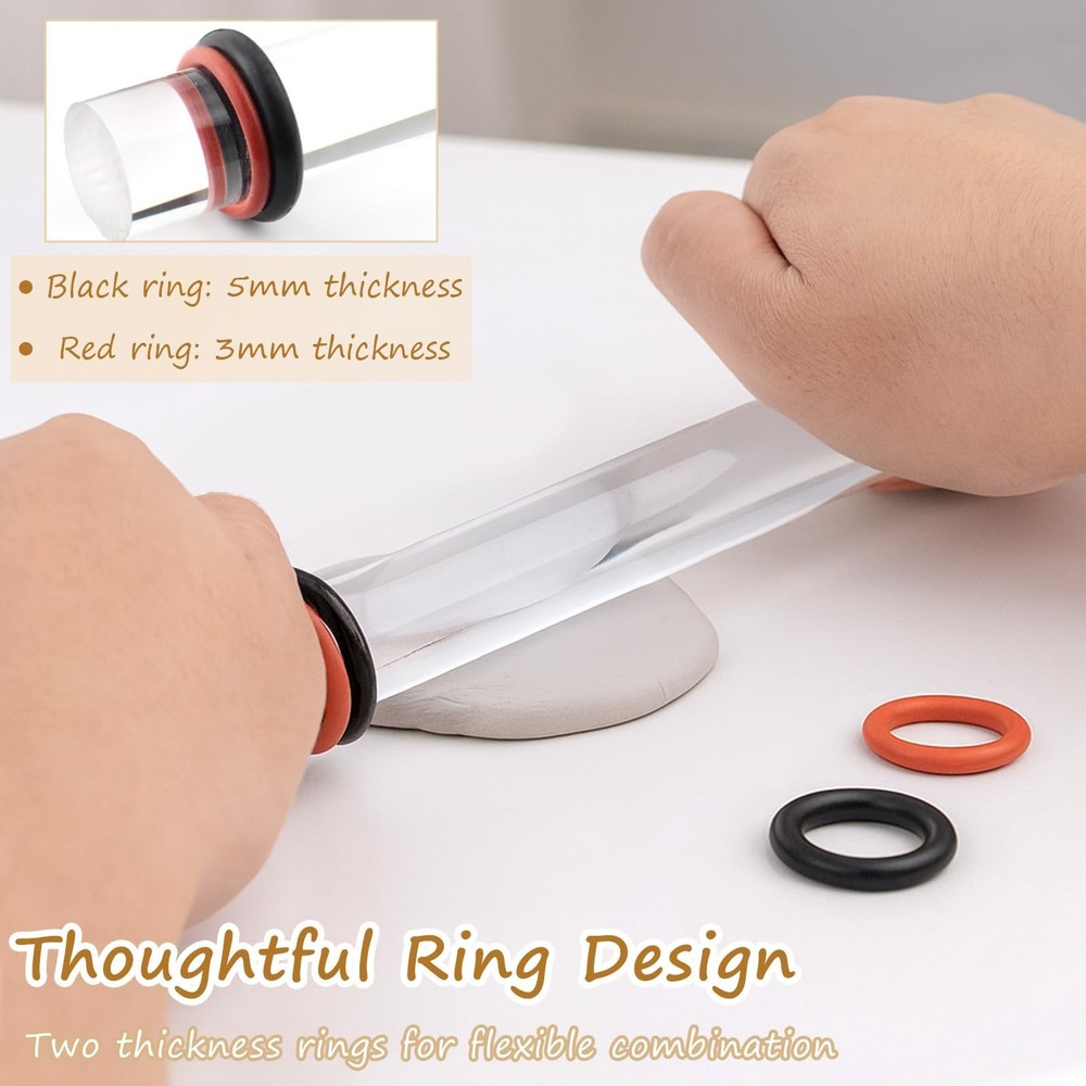 2-Piece Polymer Clay Acrylic Rolling Pin Set – Clear Slab Roller Tools wit