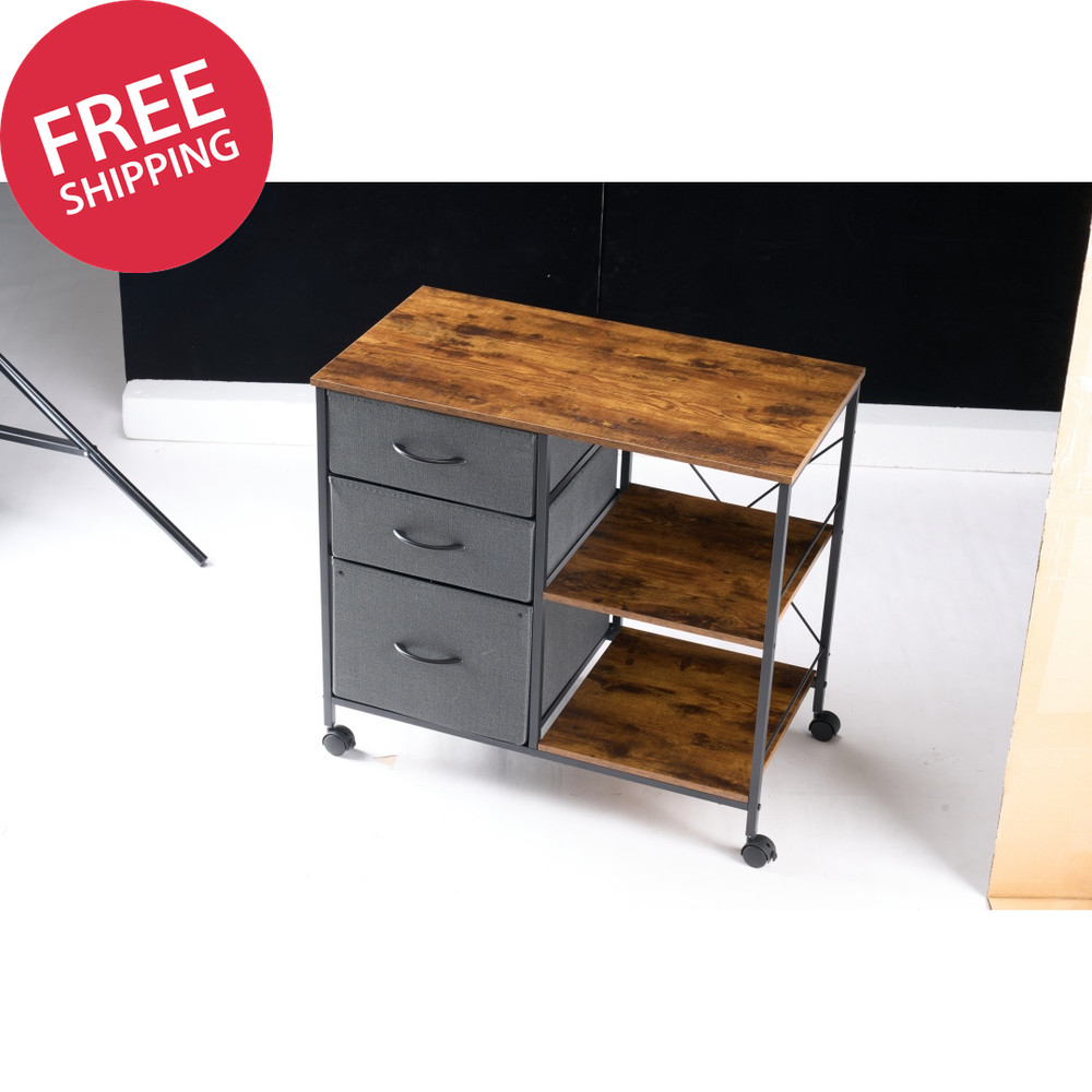 3-Layer Mobile Filing Cabinet, Printer Stand with Storage, Office Storage Cabine