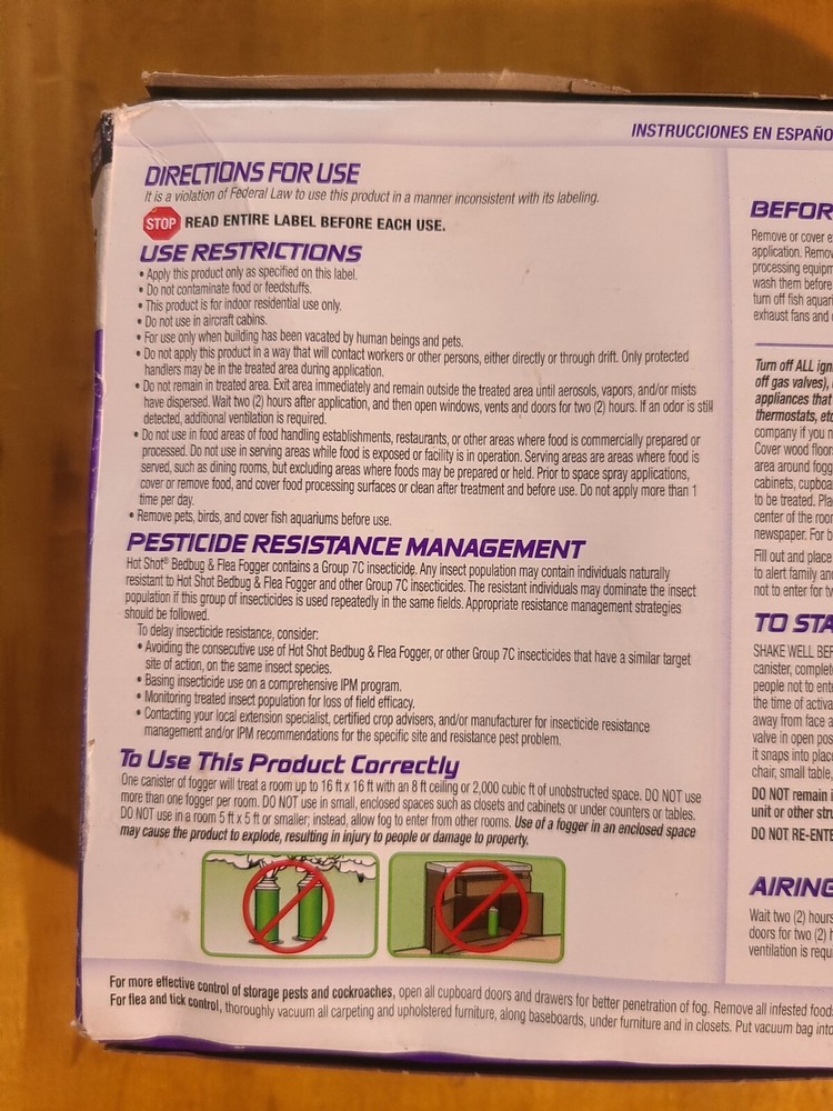HOT SHOT Bedbug & Flea Fogger W Nylar 3 Cans 2 oz Spray - 1 Box Bed Bug Killer