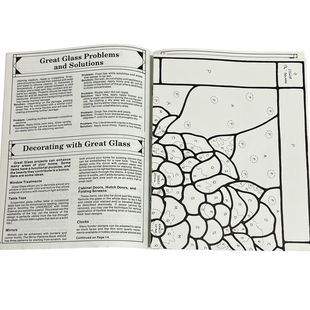 Great Glass Flower Patterns #8339 Stained Glass Instructions 3 Full Size Pattern