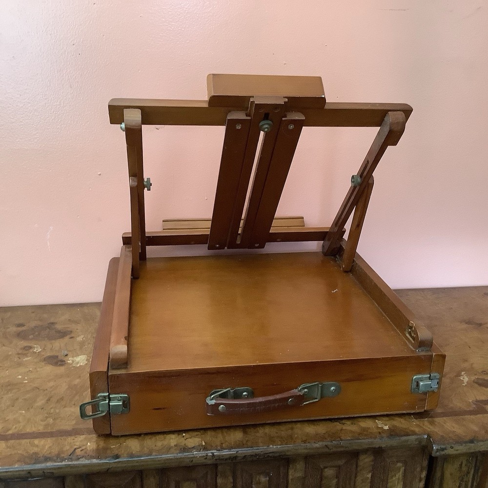 Wood Easel Table-Top Model Adjustable Portable With Double Drawer Handle
