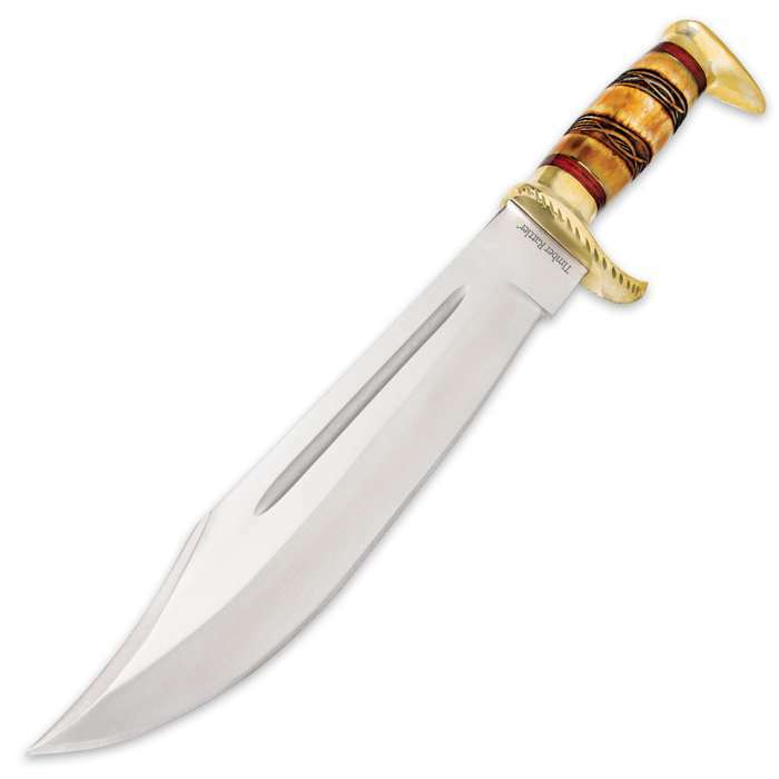 16" Timber Rattler Genuine Bone Fixed Blade Knife with Sheath