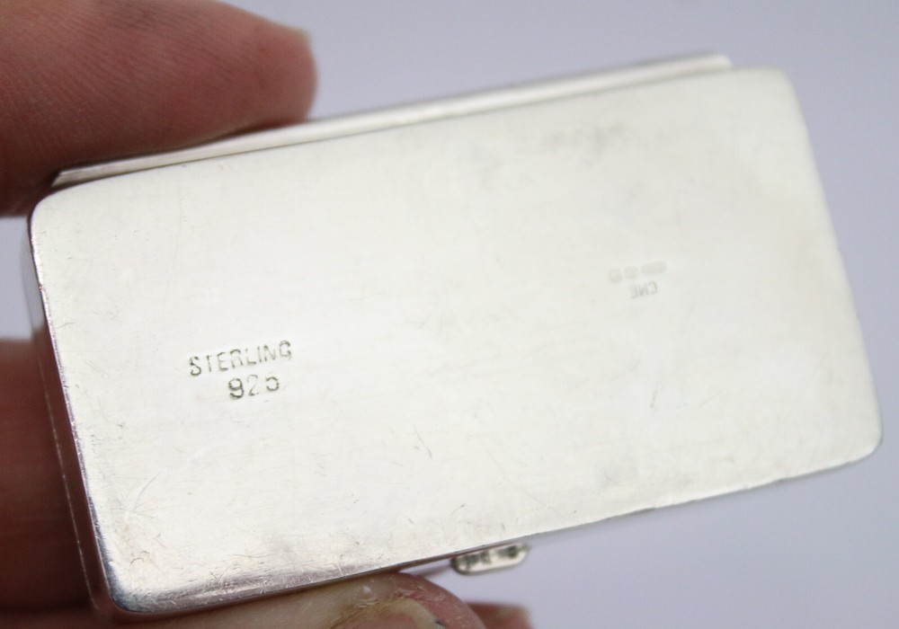 Sterling solid silver stamp box with paddle steamer engraving Elizabeth II
