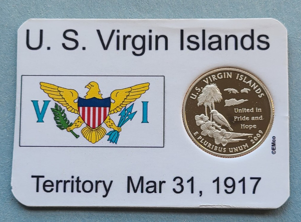US Virgin Islands Proof Quarter with theme card