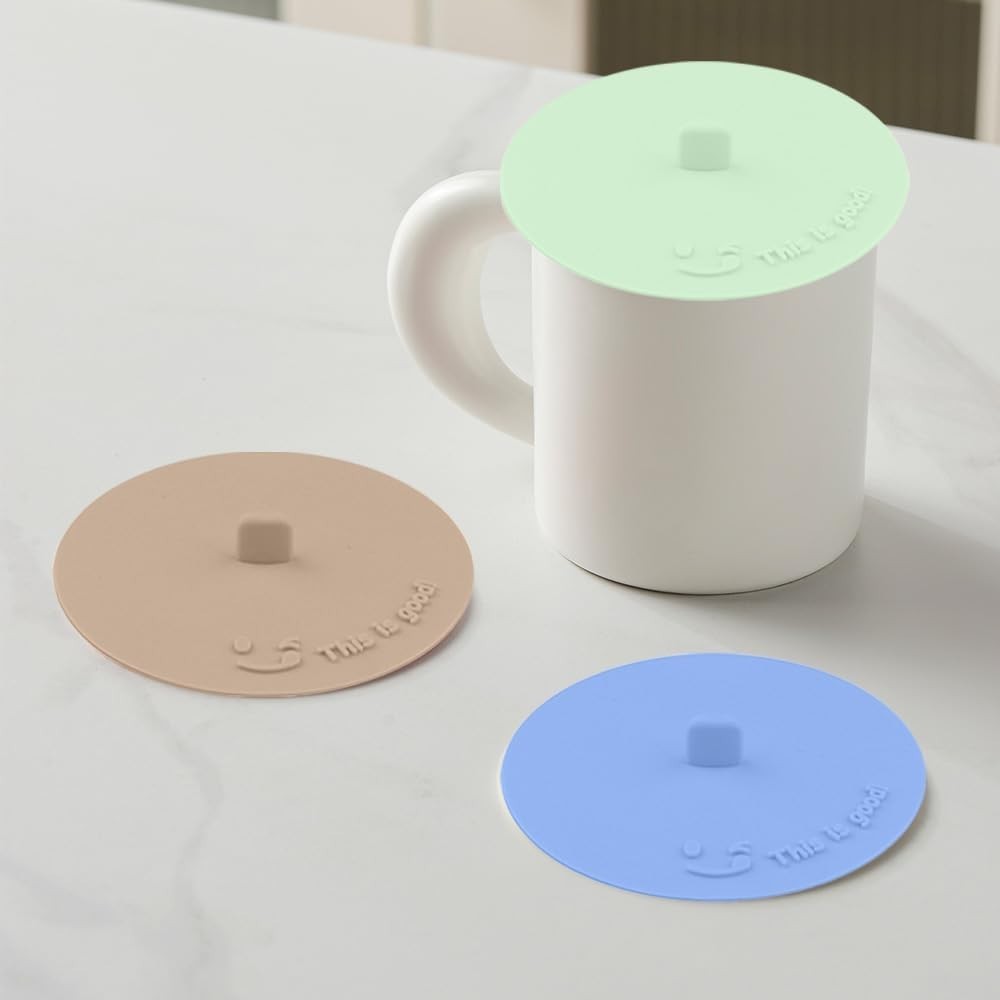 Silicone Cup Covers for Drinks, Multicolored Anti-Dust Cup Lids, Cute Reusabl...