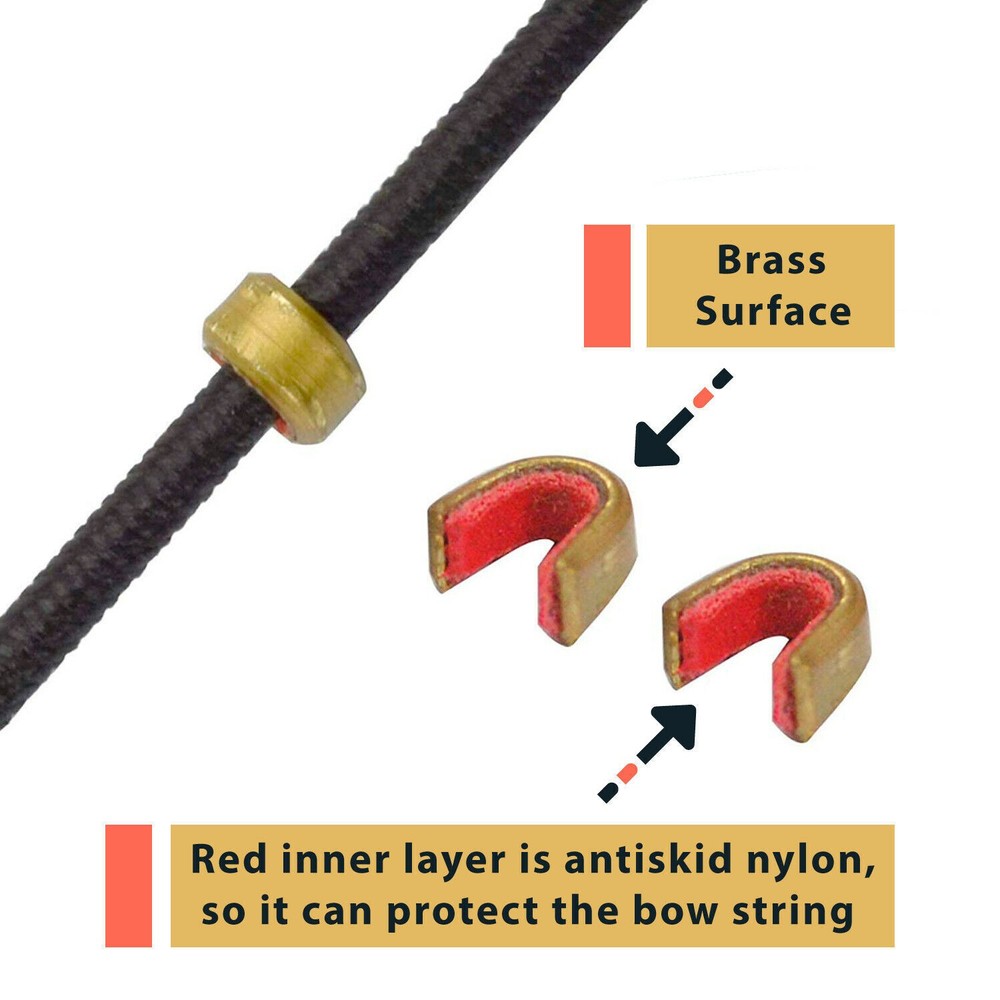 100Pcs Archery Bow String Nock Points Brass Buckle Clips Nocking Protector Bow