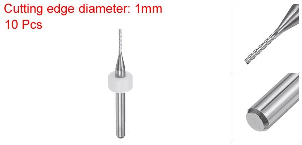 10pcs End Mill Bit 1mm Solid Carbide CNC Router Bits Engraving Cutter Tool