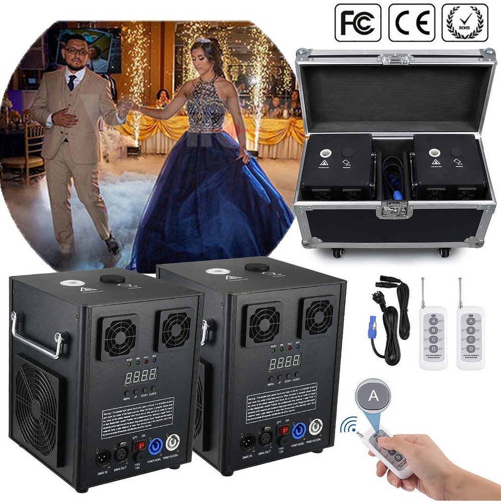 4x Wireless 700W Cold Spark Firework Machine Wedding Stage Effect / Flight Case