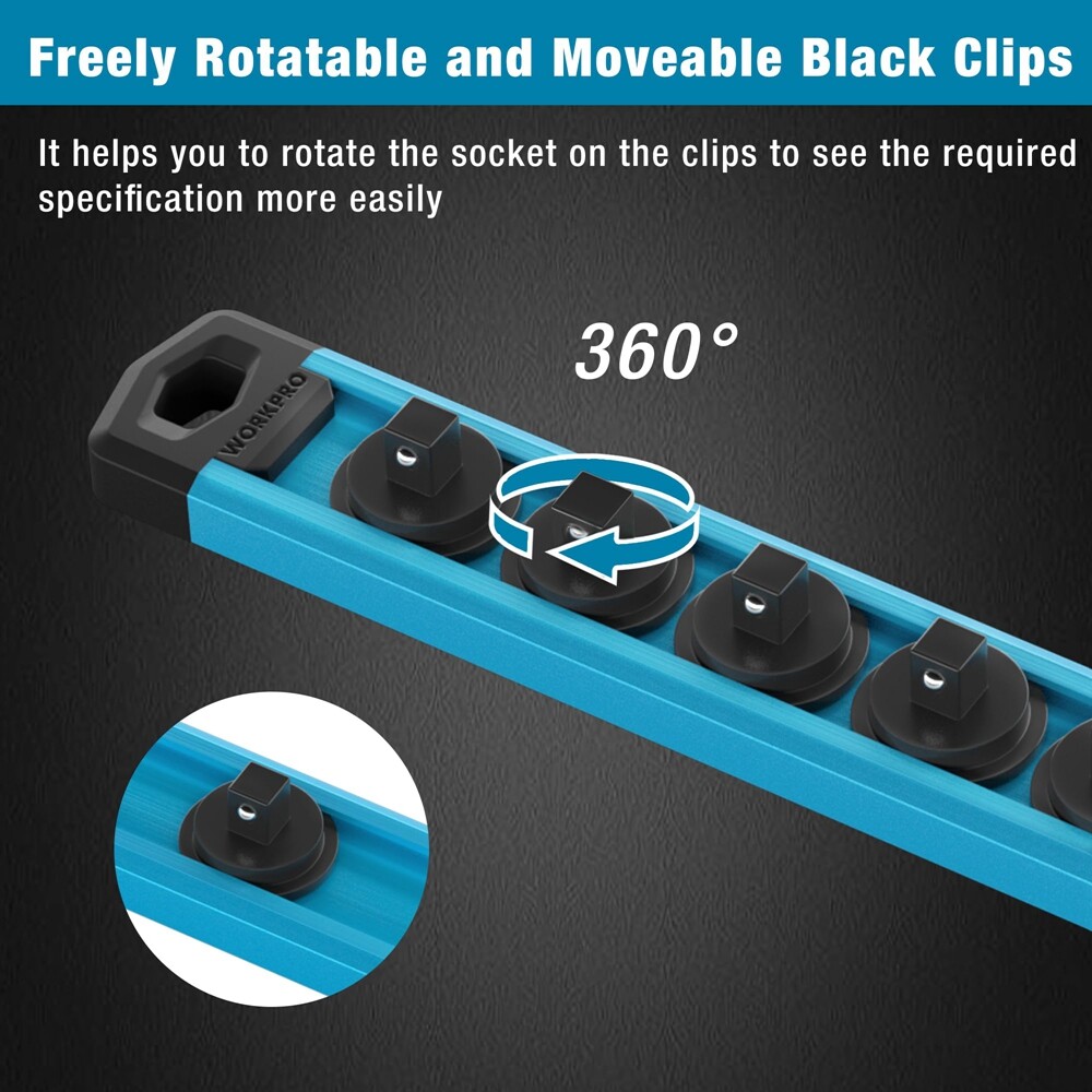 WORKPRO Magnetic Socket Organizer, 1/4-Inch Drive Heavy Duty Socket Holder