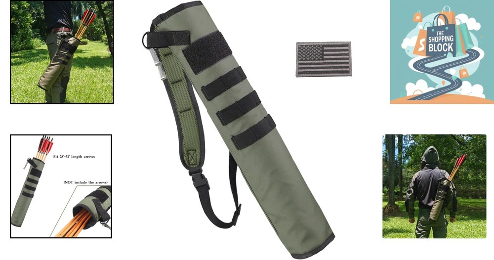 Lightweight Foldable Molle System Arrow Quiver for Target Shooting, Green