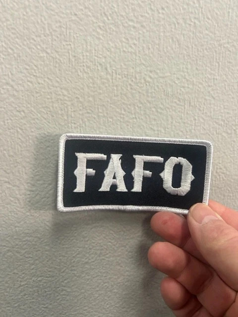 FAFO Black White Embroidered PATCH - 4" x 2"