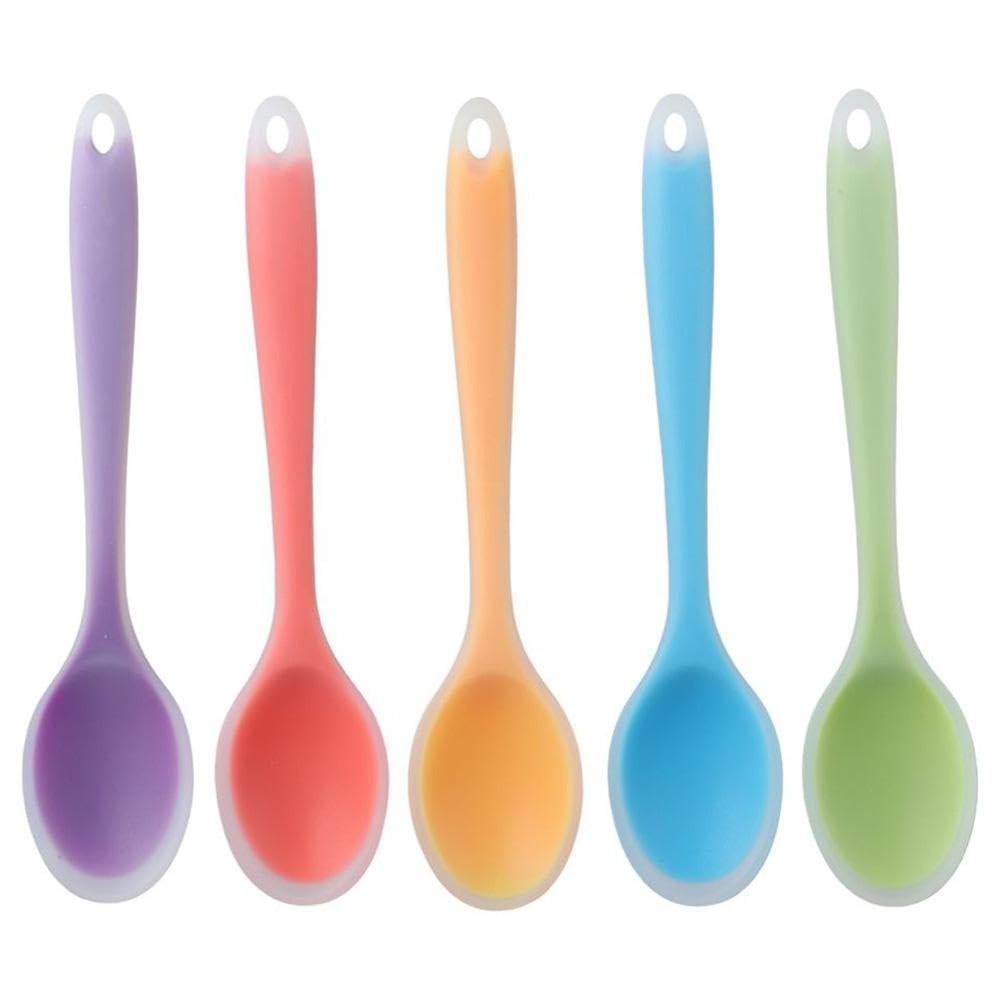 2 Pcs Silicone Dinner Spoon, Multi-purpose Surrounding Transparent Design Sof...