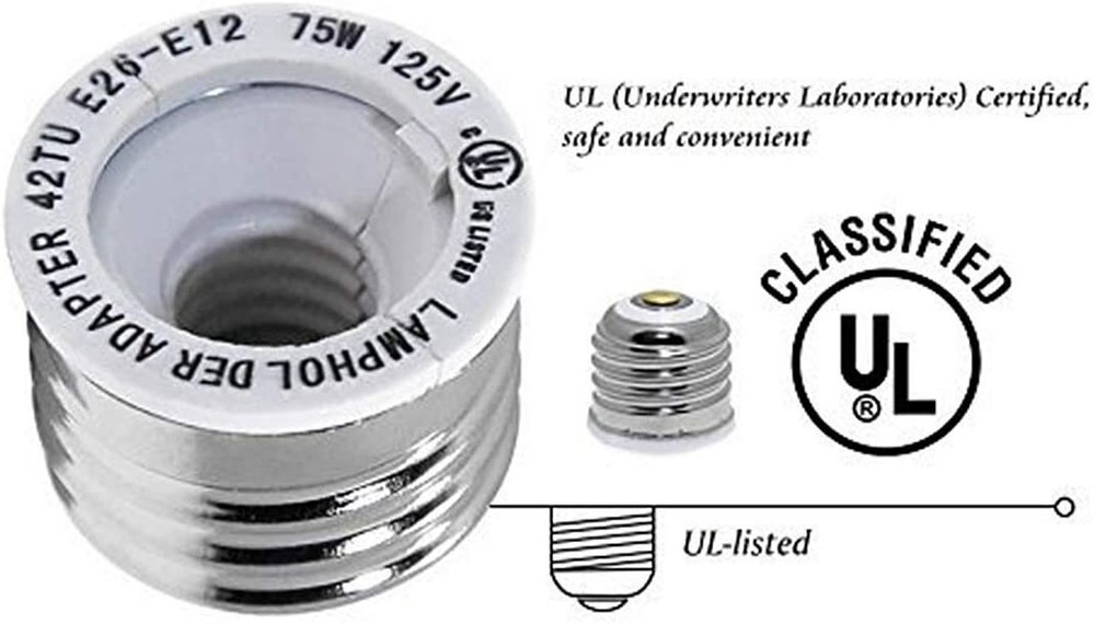 10-Pack E26/E27 to E12 Adapter, Standard Light Bulb to Candelabra Base Socket