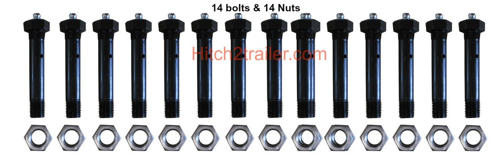 14 pcs KIT 3500# Trailer Axle Spring Shackle Grease Type Eye "wet" Bolt 9/16 x3