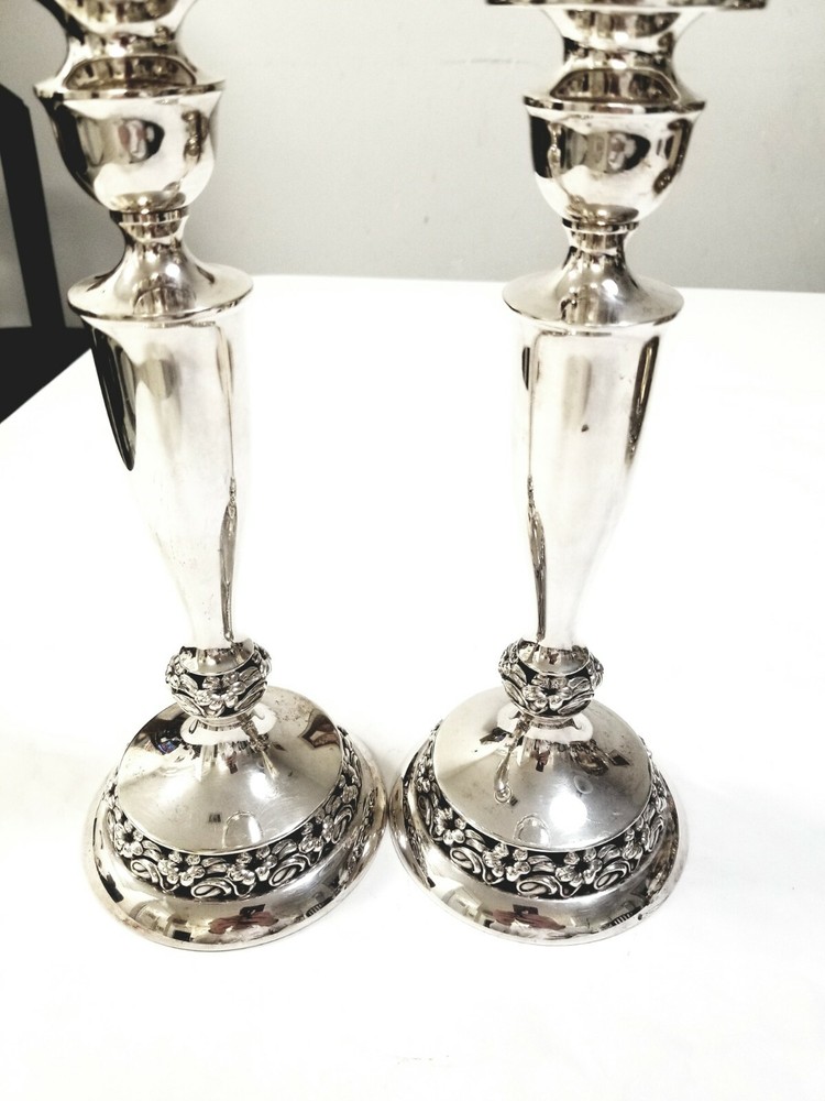 STERLING SILVER PAIR OF CANDLESTICKS 1950'S