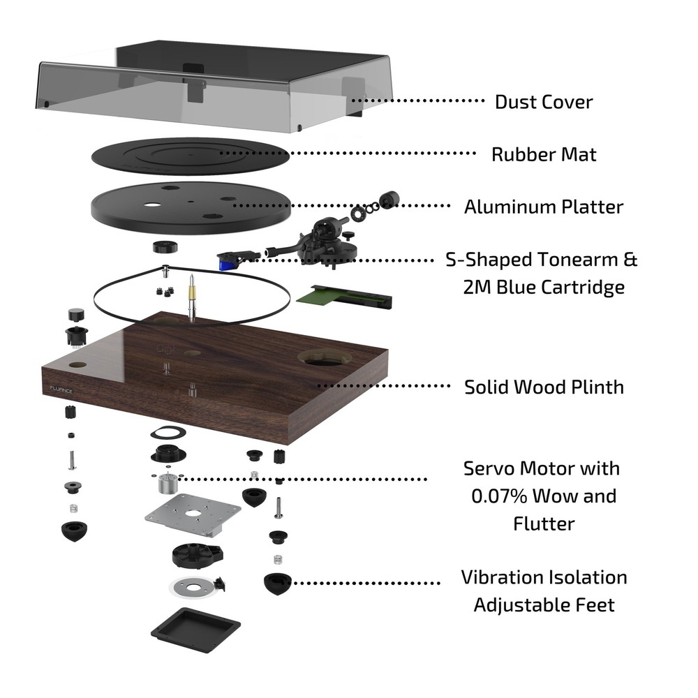 Fluance RT84 Reference Turntable with Record Weight and Vinyl Cleaning Kit