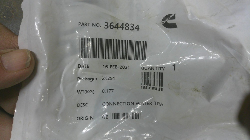 New OEM Cummins Water Transfer Fitting 3644834